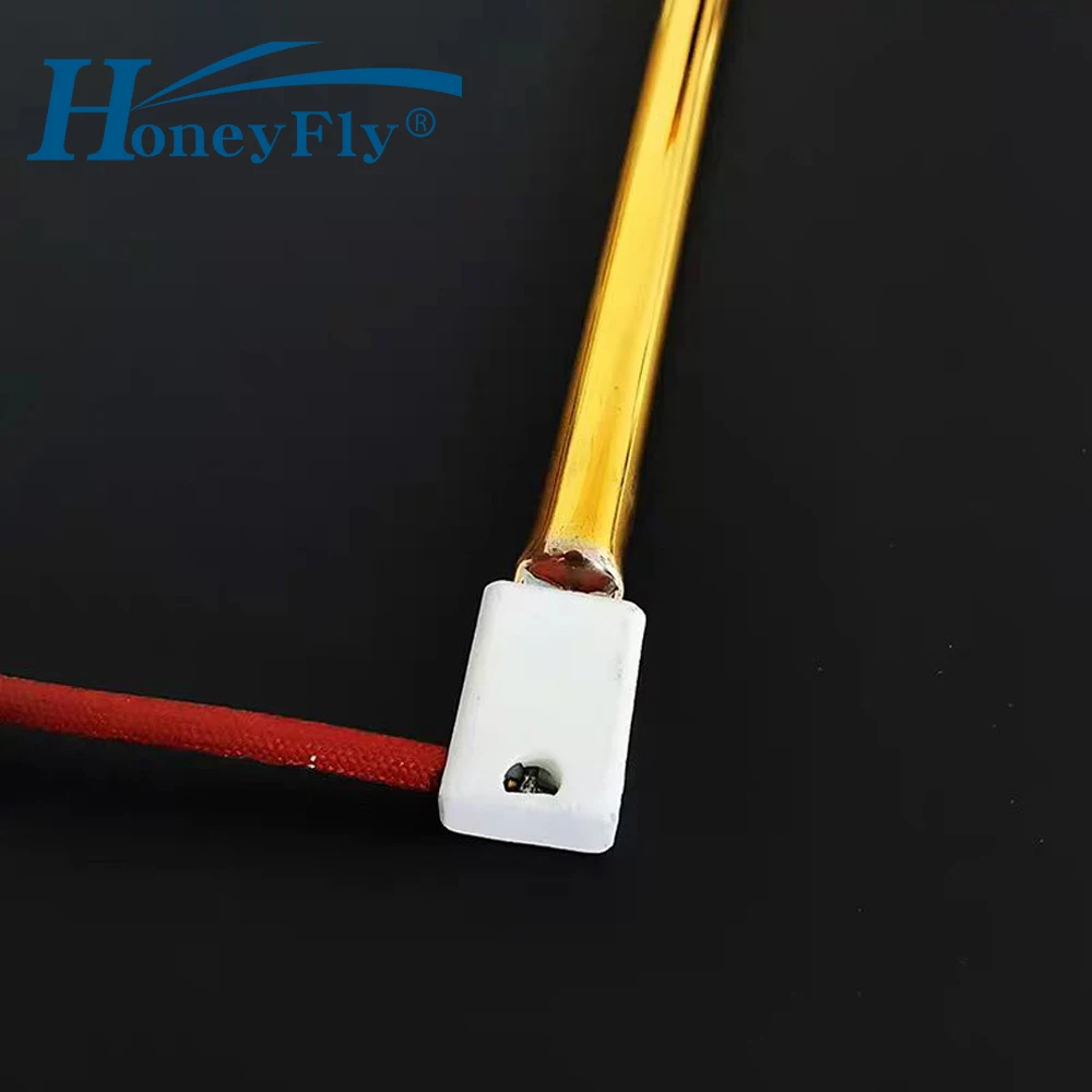 HoneyFly 2pcs Golden Infrared Heater Lamp 280mm/300mm 1000W 220V SK15 Gold Coated Reflector Halogen Quartz Lamp Heating Element
