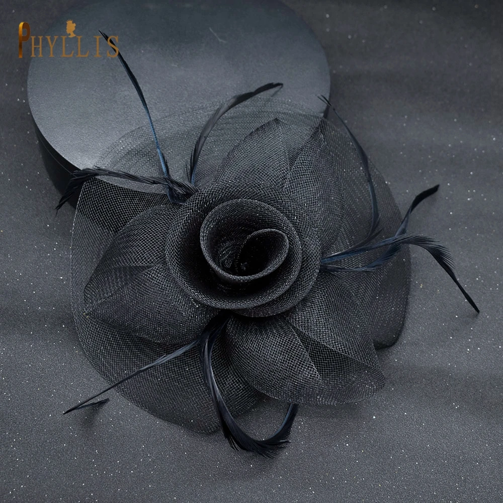 JM14 Elegant Fascinator หมวกหญิงโบสถ์โอกาส Headwear คลิปแต่งงานเจ้าสาวหมวกเจ้าสาวม่านตาข่าย Hairband