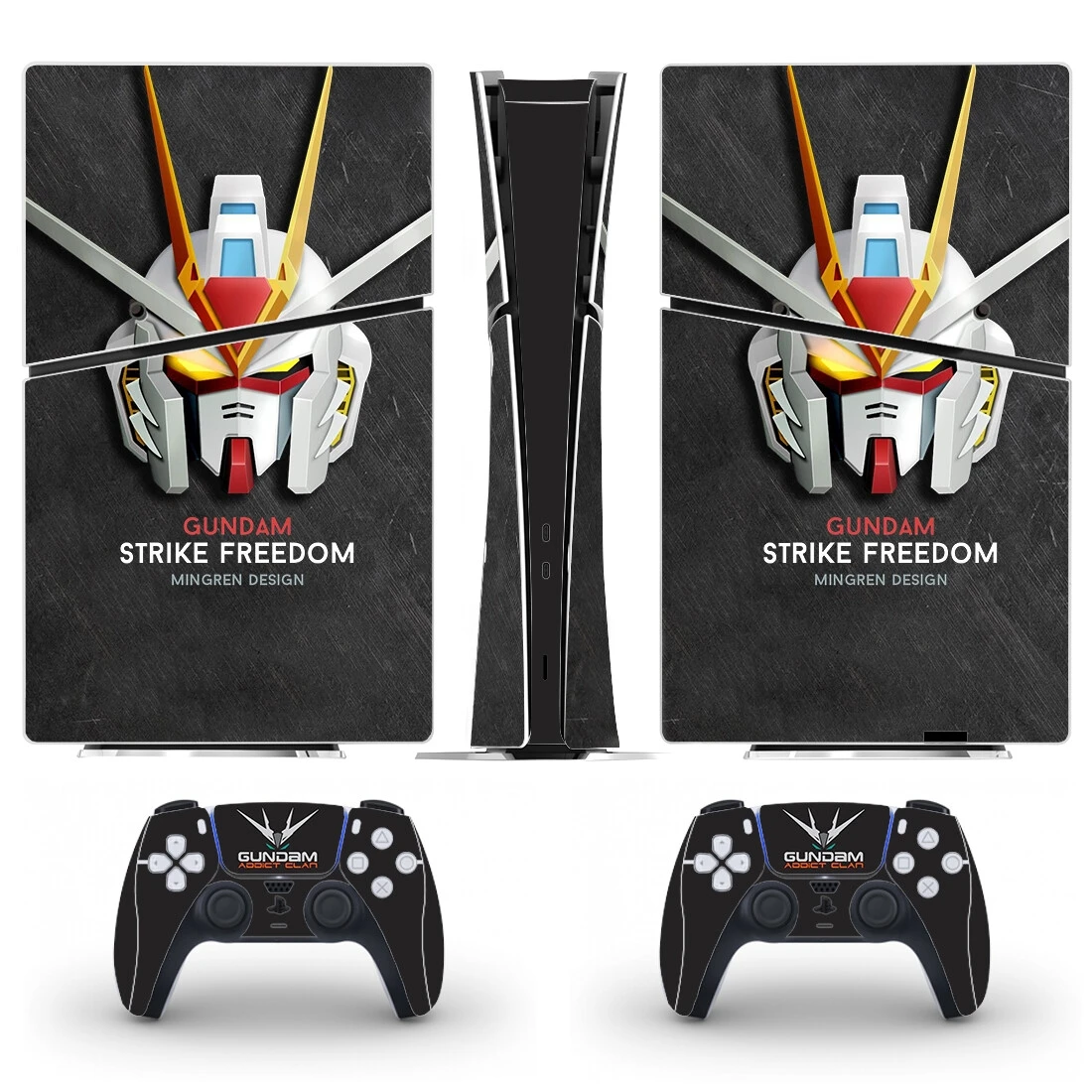 أنيمي جاندام PS5 ملصق جلد رقمي نحيف ، غطاء لاصق لوحدة التحكم و 2 وحدات تحكم ، فينيل ، جديد