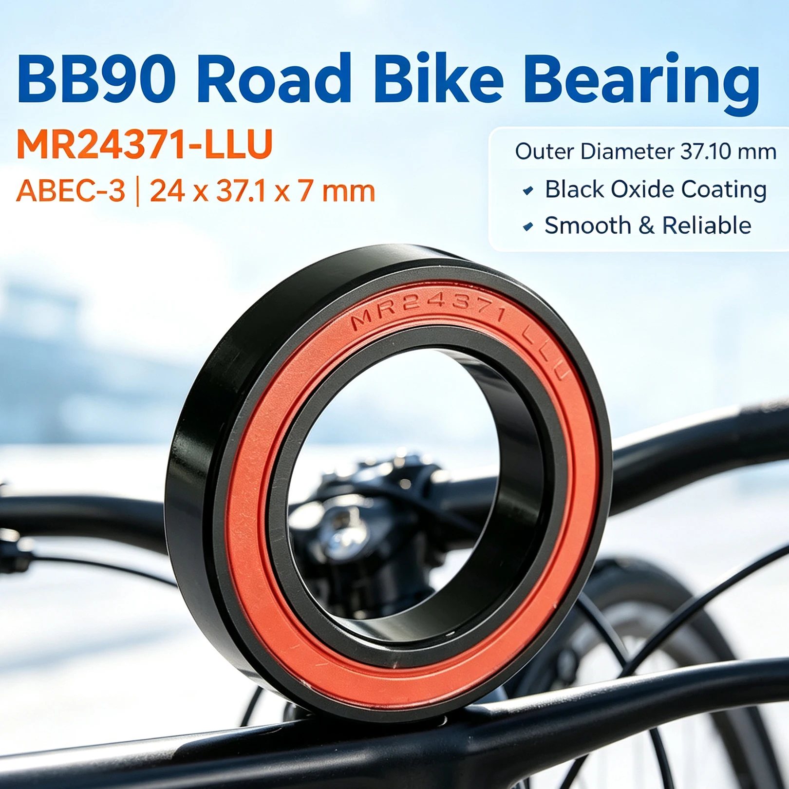 1PC MR24371-2RS Ball Bearing 24*37.1*7 mm ABEC-3 Black Oxide for BB90 Oversized Bottom Bracket LLU Crank MR24371-LLU RS 2RS 2437