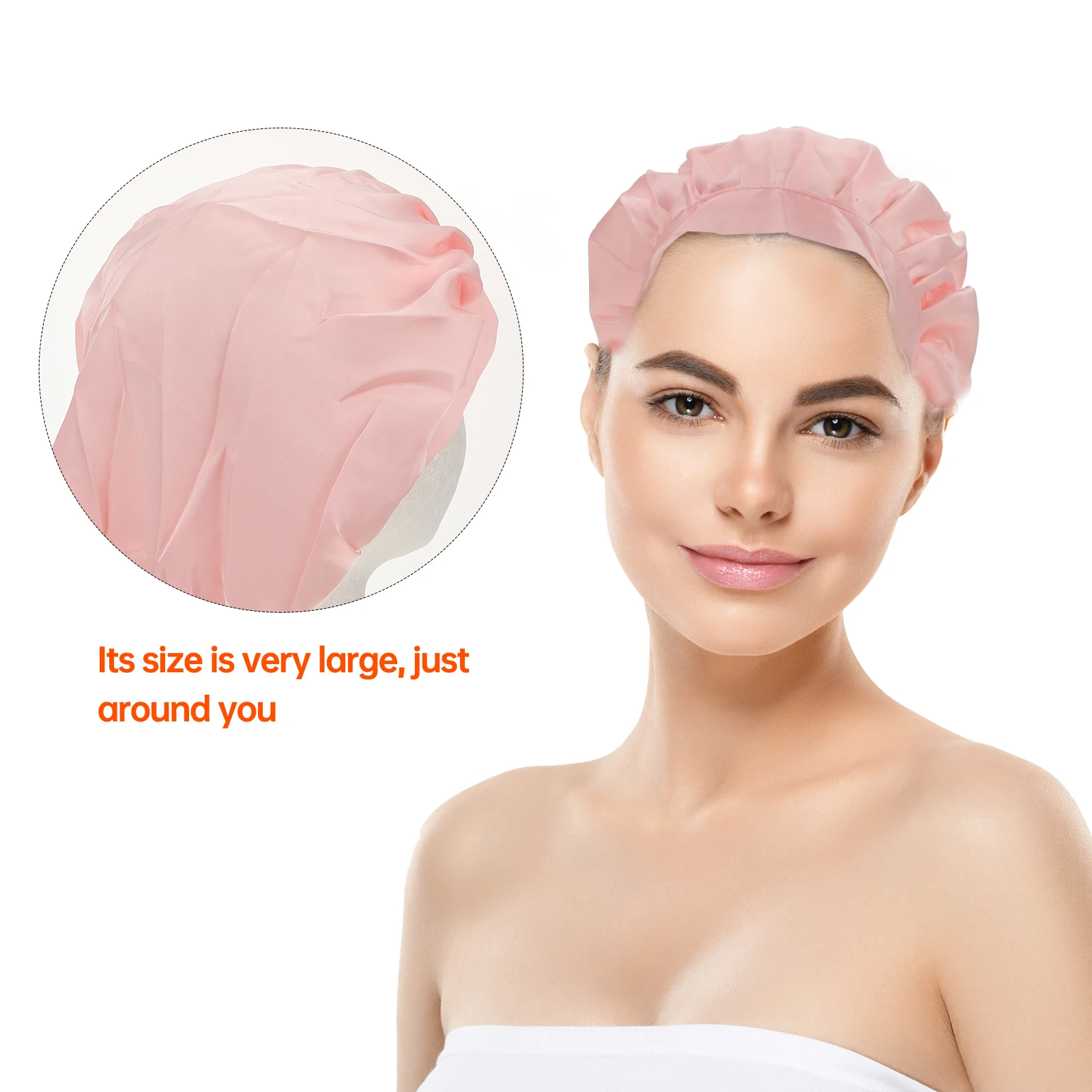 

Satin Bonnet Silk Hair Sleeping Hat Women Ribbon Elastic Design Long Hair Protector Comfortable Use Bath Cap
