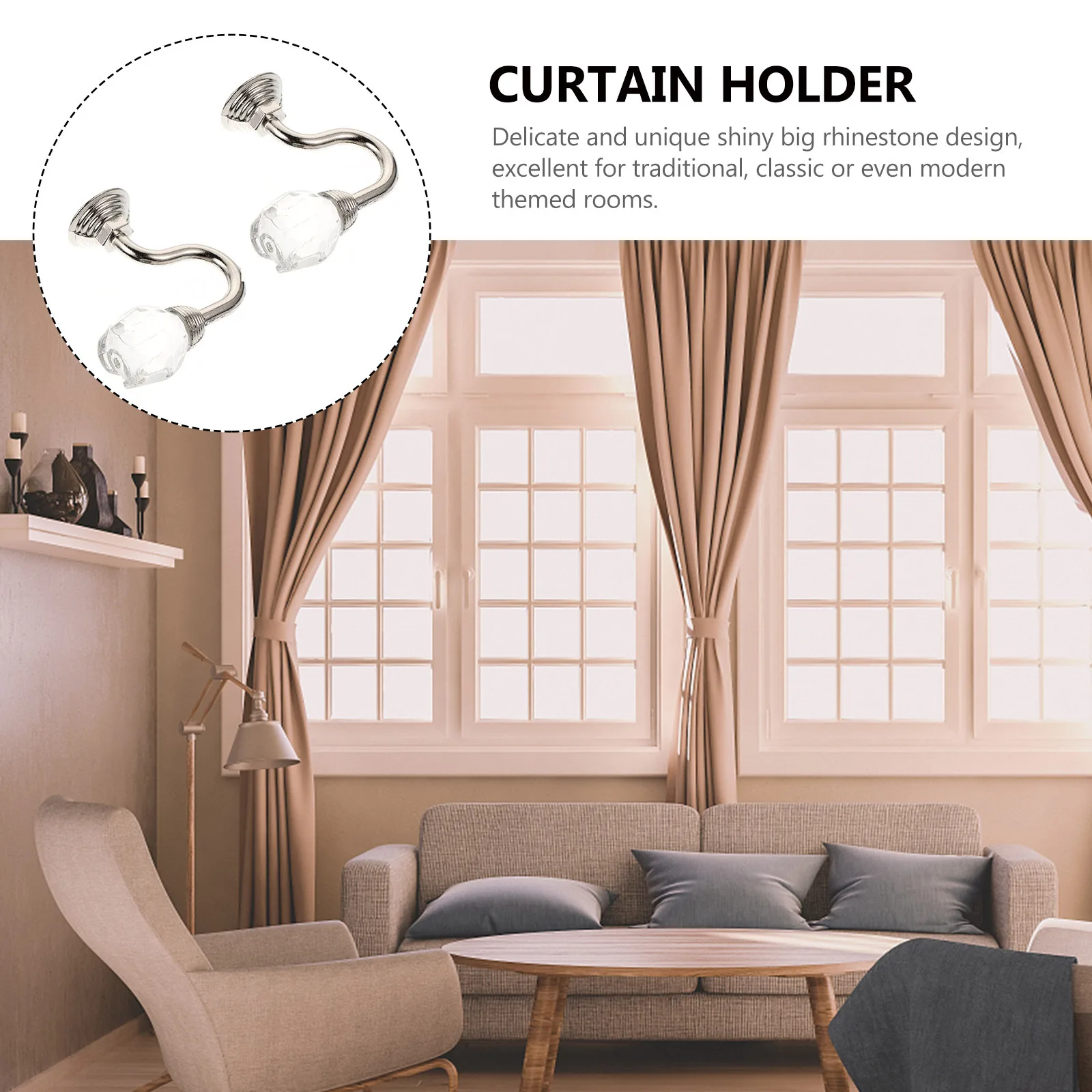 1 زوج كريستال خطاطيف الستائر سبيكة Pothooks التصميم الكلاسيكي أنيق Tieback للمنزل فندق ديكور U-شكل الحديد اكسسوارات