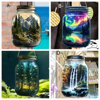 1pcs Aurora Mountain Scenery Waterfall Acrylic Mason Bottle Pendant, Window Decoration, Home Decoration, Wall Decoration