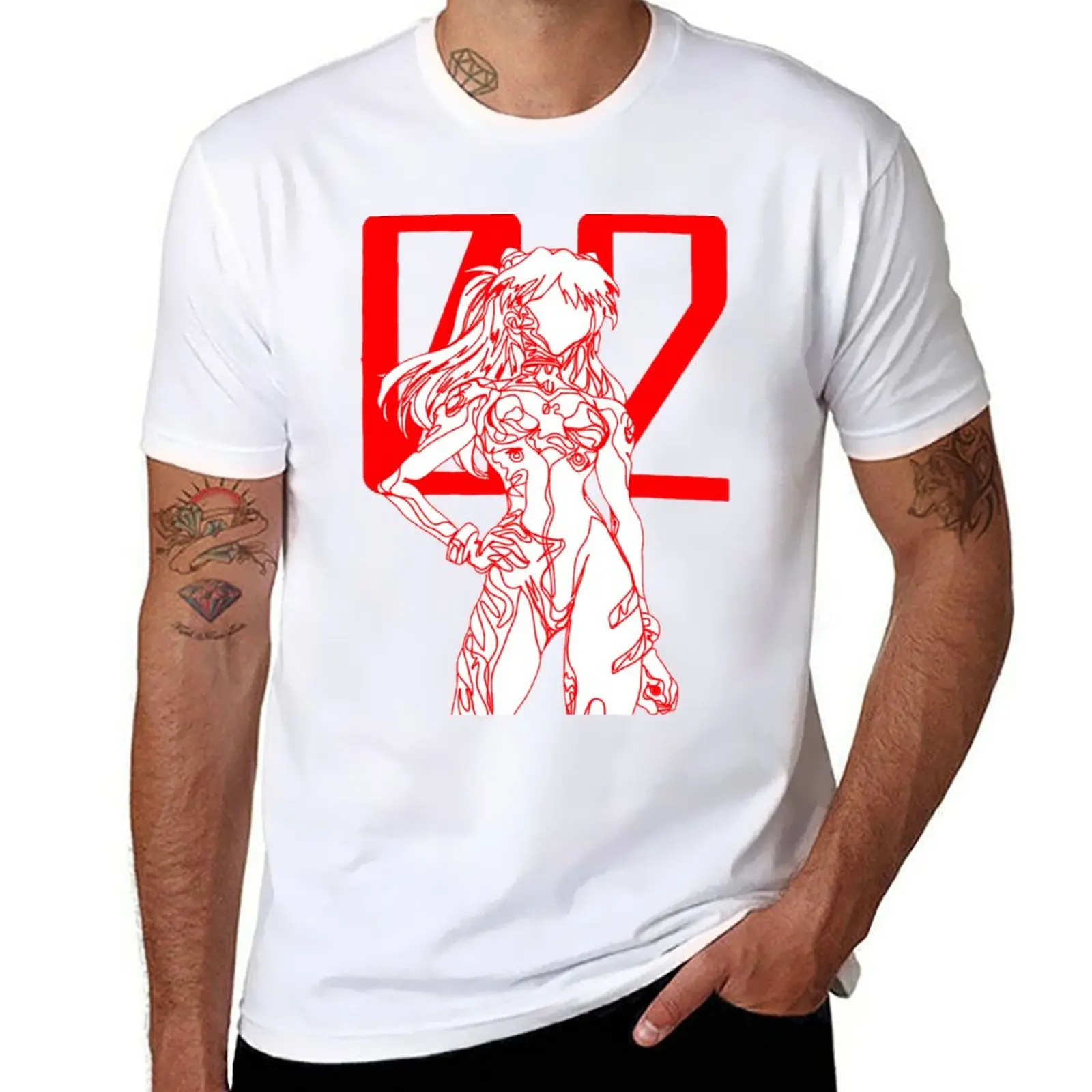 New Asuka Langley Continous Line Artwork T-Shirt sublime t shirt tees Short sleeve tee men