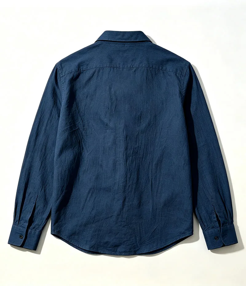 Herren-Leinenhemd für Frühling und Herbst, lässiges Langarmhemd mit Knöpfen, lockerer Schnitt, strukturierte Oberseite, leichtes Resort-Outfit für Herren – Detail 7