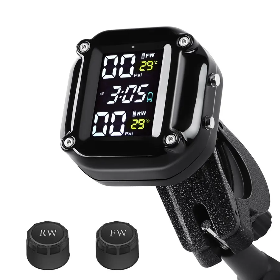 Motorcycle Tire Pressure Monitoring System Temperature Alarm With 2 External Sensors Moto Tyre Alarm Systems Real Time