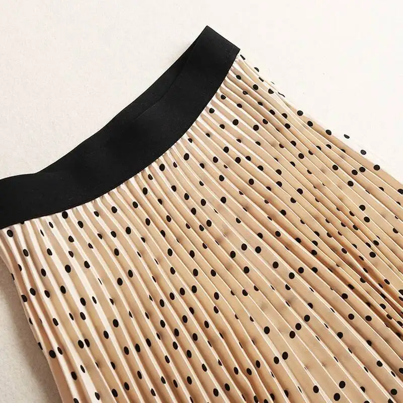 Mulheres plissadas primavera outono cintura alta impressão midi saia veet maxi saias longas femme faldas mujer