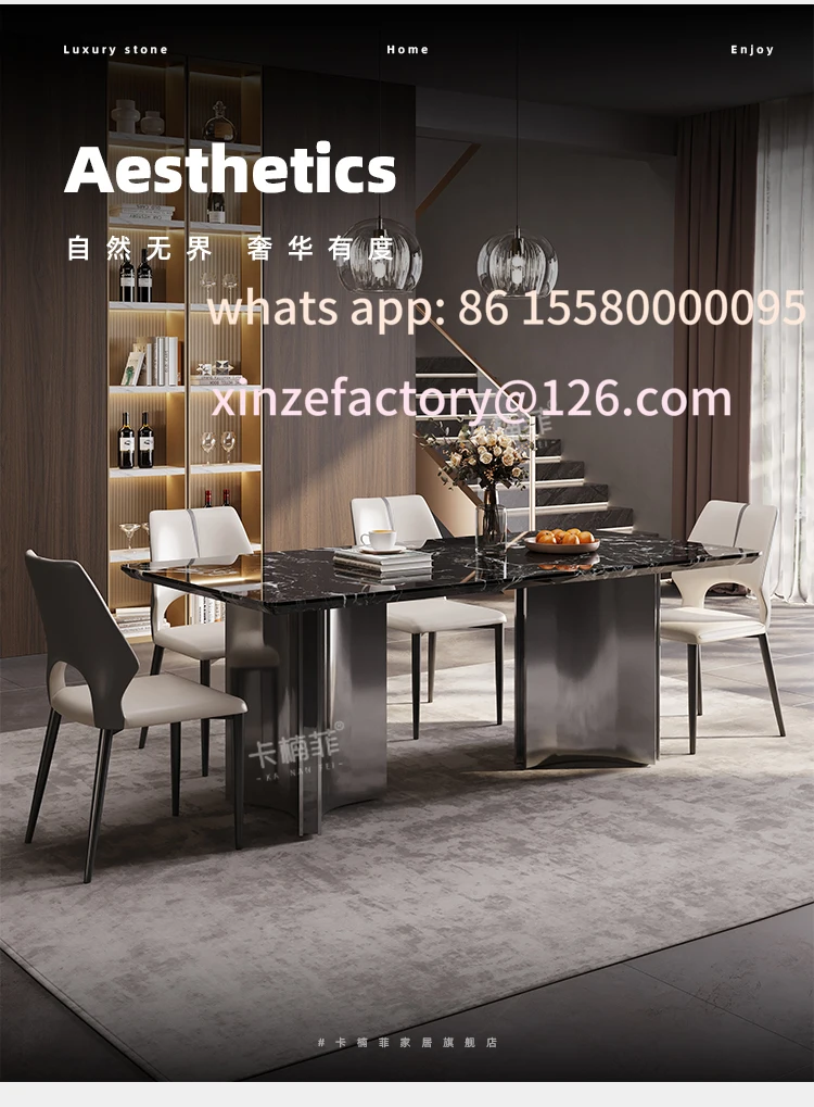 طاولة طعام قابلة للتخصيص وكرسي مربع من الحجر