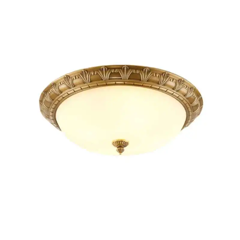 

Vintage Luxury Dia.19"/15"/11" Round Copper LED Ceiling Light with Milk White Glass Lampshade for Aisle Crridor Balcony Bedroom