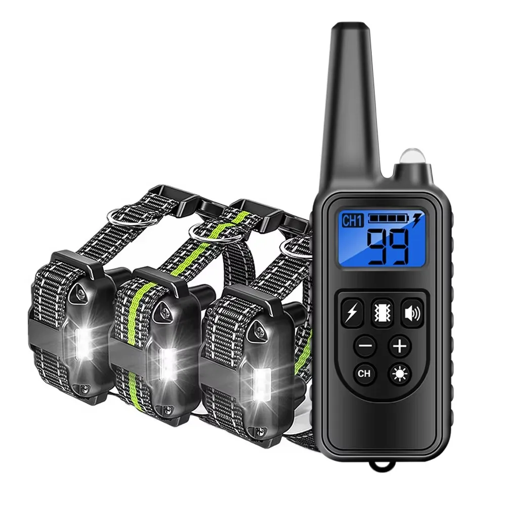 

800m Dog Training Collar Nylon Rope Remote Control Electronic Shock Training Collars Rechargeable Shock Collar Anti Bark Collar