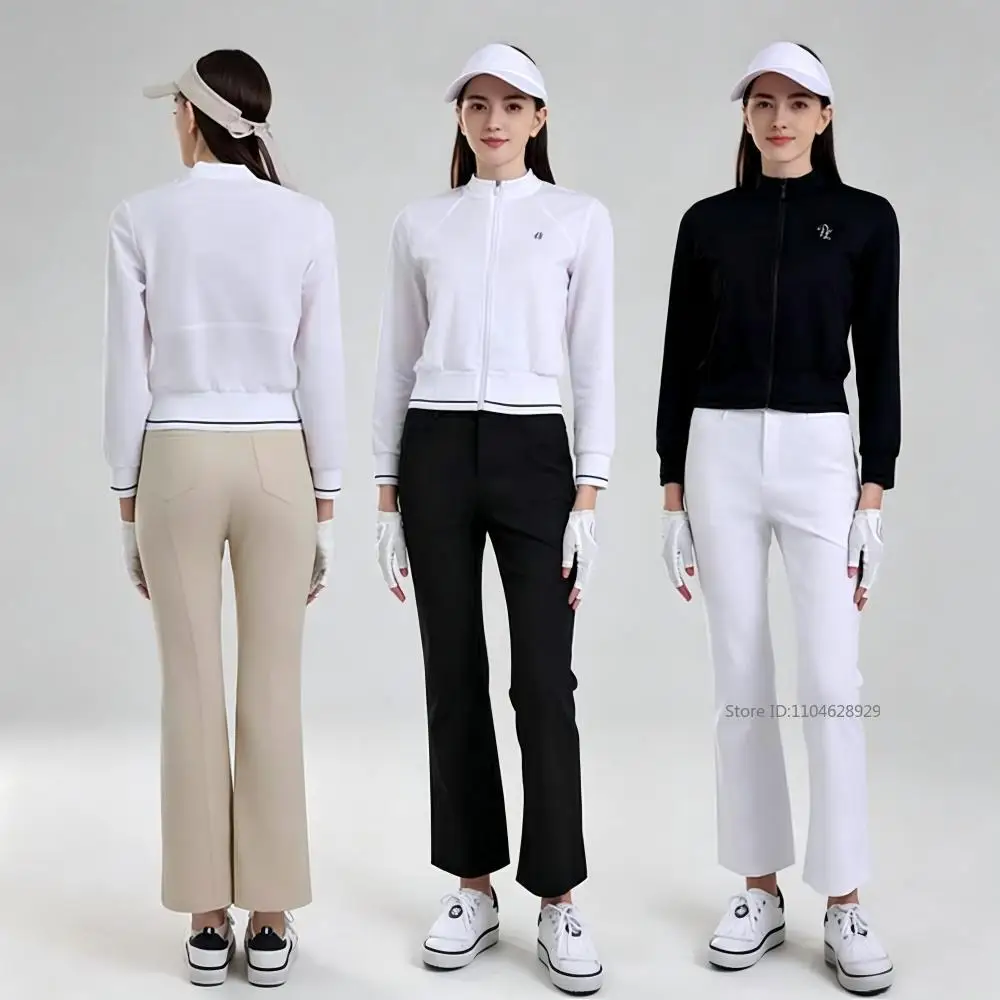 PL Spring Autumn New Golf Pants Women Flared Hem Elastic Trousers Ladies Breathable Slim Sports Pants Leisure Sweatpants XS-XL