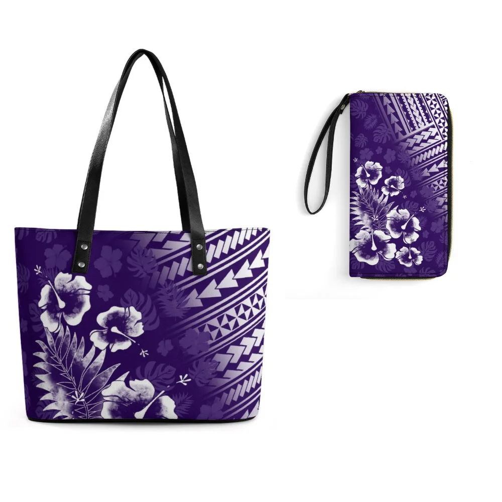 

2025 Classic Custom Samoan Tribal Handbag And Purse Combo Women'S Travel Leather Shoulder Bag Polynesian Fashion Women'S Handbag