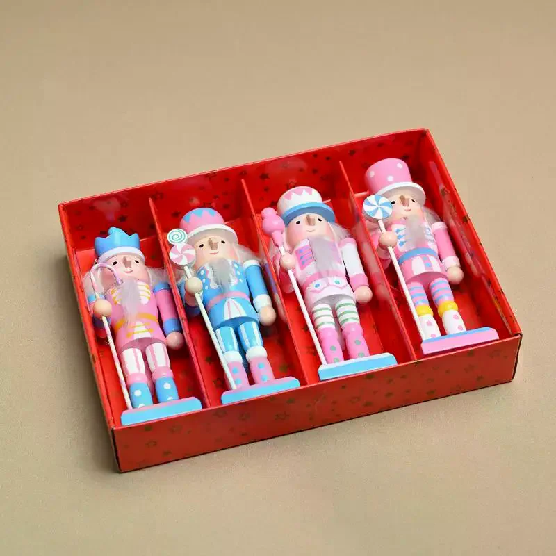 1/4Pcs Holiday Gifts Macaron Candy Series Nutcracker Puppet Soldier 12CM Christmas Tree Pendant Party Home Decoration