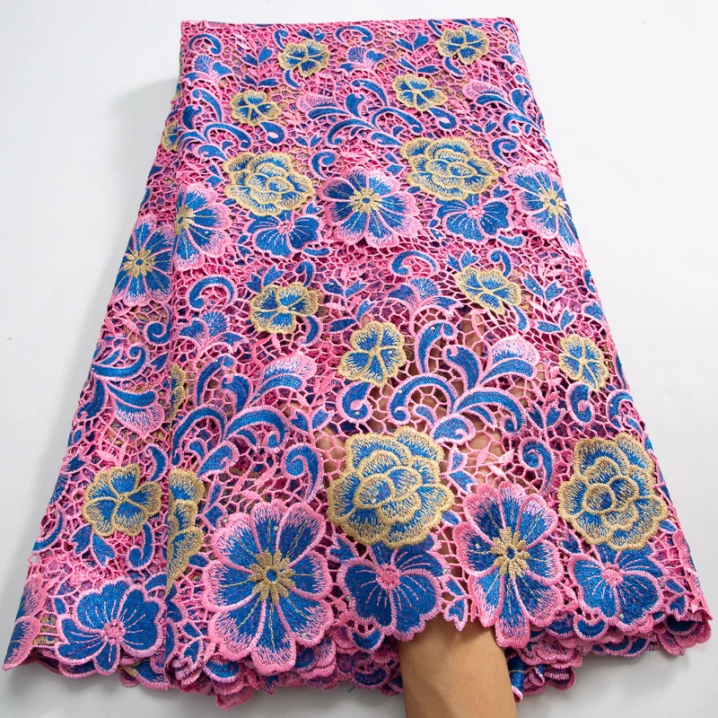 Luxury Water Soluble Lace Fabric 5Yard Nigerian Cord Guipure Lace Fabric 2024 High Quality African Wedding Dress for Women A3762