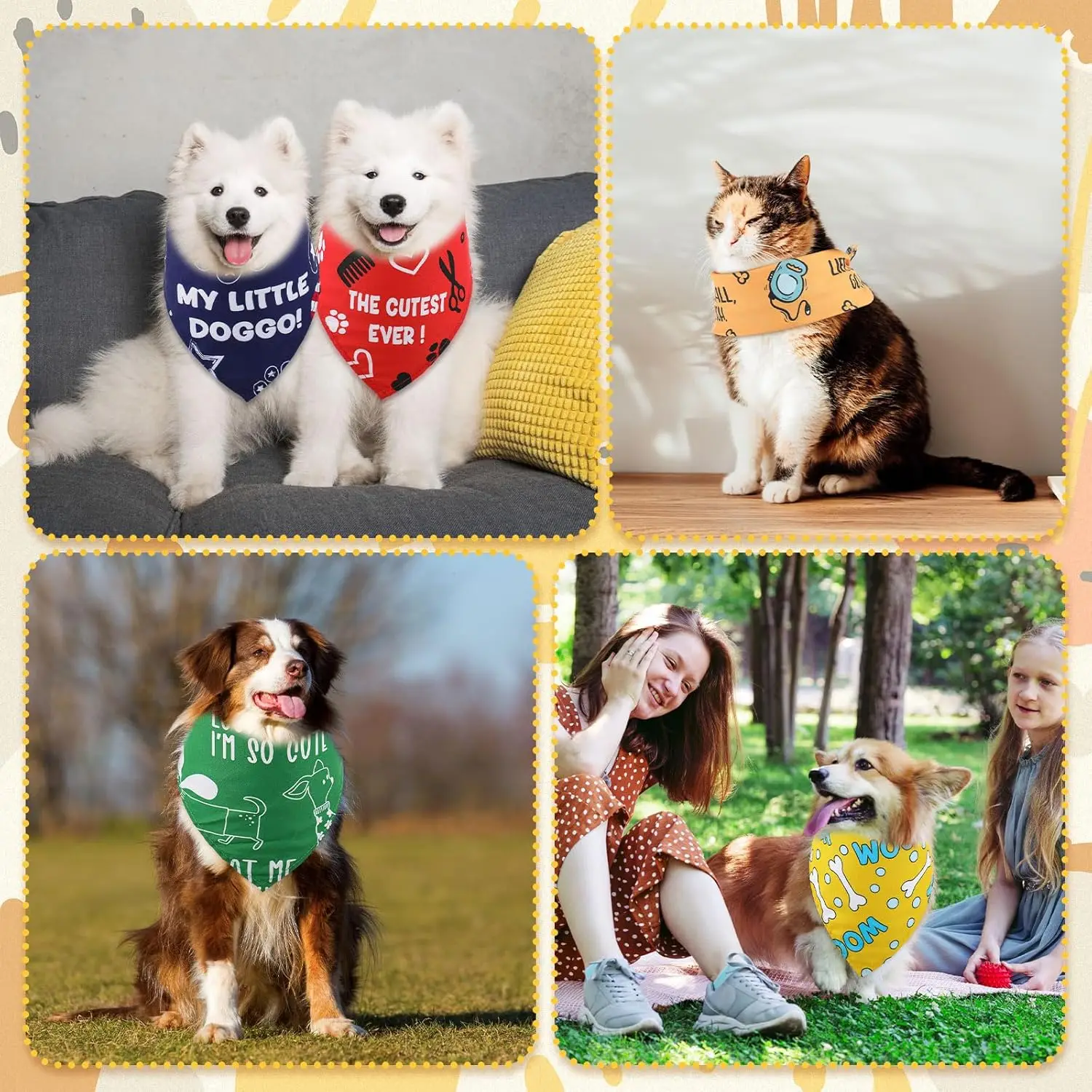 100 Stück Hunde-Bandanas, große Pfotenabdruck, Hundeschal, Lätzchen, Welpen-Haustier-Bandanas mit Captions, verstellbarer, waschbarer Dreiecksschal für Haustiere – Detail 6