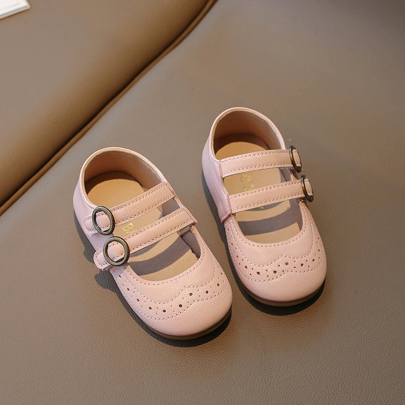 Mädchen Mary Janes Vintage fünf Farben Klett verschluss Licht Kinder Prinzessin Schuh Frühling Pu Leder flache Kinder flachen Schuh 21-30 – Detail 24