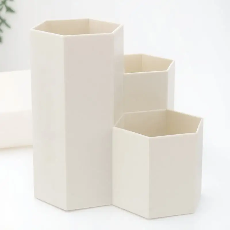 Premium Ps Hexagonal Pencil Holder Container Desktop Organizer for Students Office Supplies 4.7 X 2.5 Inch Sturdy Lightweight