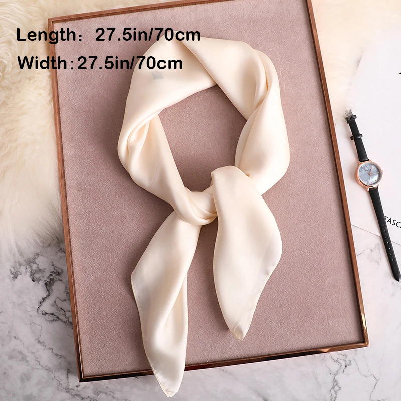 Solid 50s Neck Scarf Solid Color Hair Ribbon Scarf Retro Imitation Silk Necktie Long Skinny Scarf For Purse