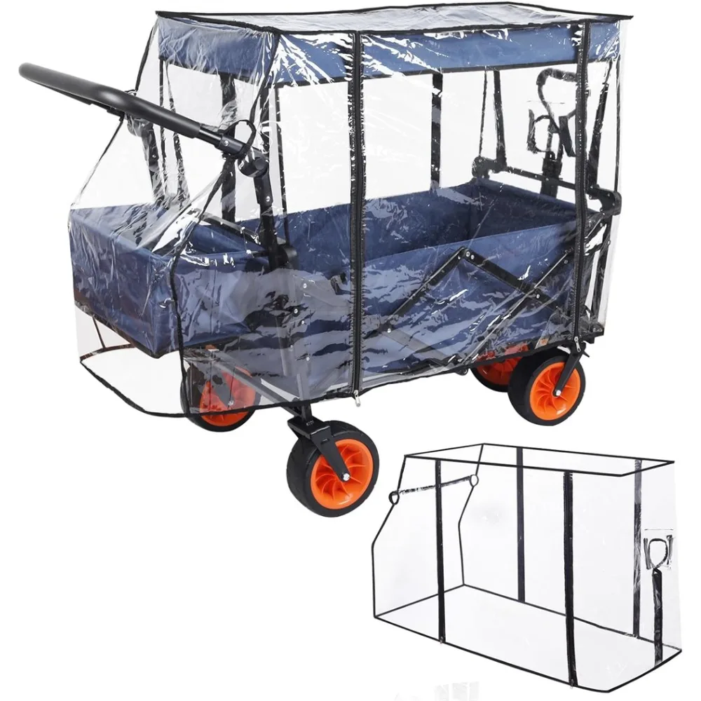 

Rain Cover for Wagon, Wagon Rain Wind Cover Waterproof Push-Pull Wagon Rain Cover Canopy Folding Trolley Cart Accessories