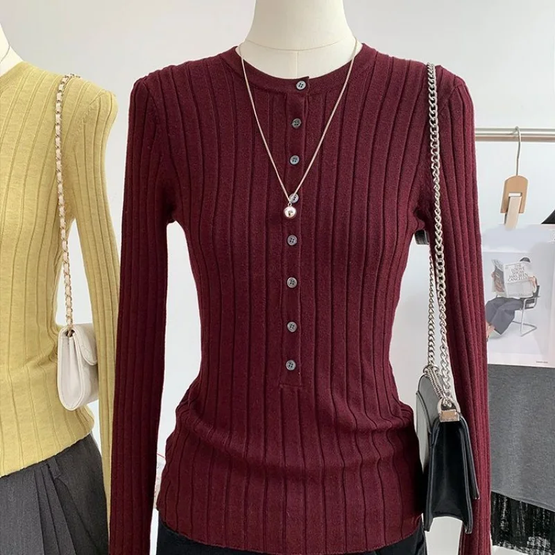 

Women Knitted Short Sweater Slim Fit Spring Autumn New Style Inner Wear Outerwear Base Layer Knit Top