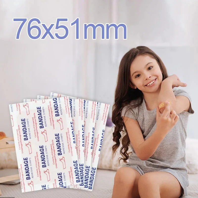 100Pcs/lot 76*51mm Baby Patches Healing Adhesive Plasters Wound Strips Dressing Large Band Aid Waterproof Children Care Bandage