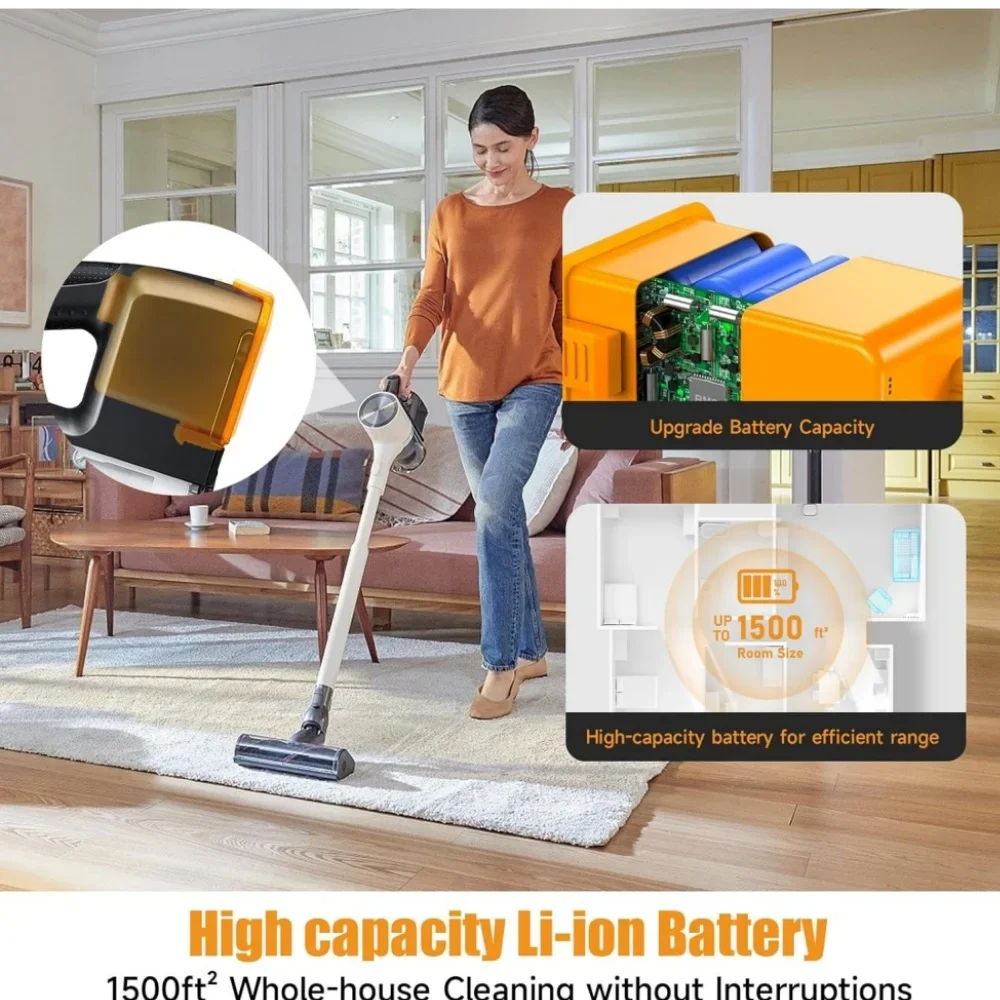 25.55V 3500mAh Replacement Battery for LG CordZero A9/A9+/A9M, Lithium-ion Power with BMS Protection (Model EAC63382204).