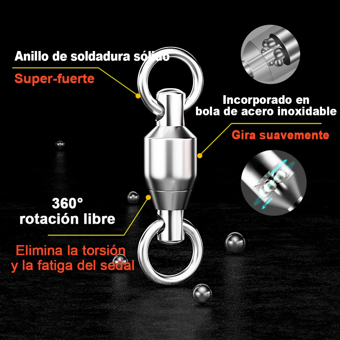 FishTrip Swivel Snap – Acero inoxidable para calamar - imagen 5