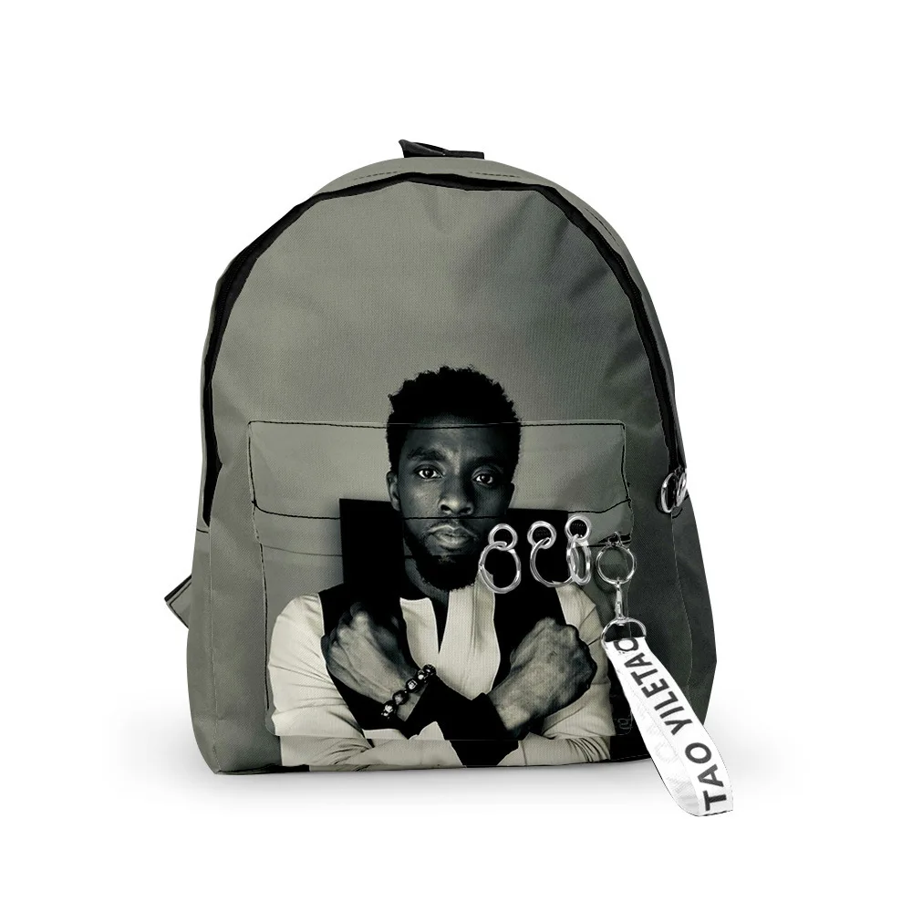 

Fashion Cool Chadwick Boseman Backpacks Boys/Girls pupil School Bags 3D Print Keychains Oxford Waterproof Cute Small Backpacks