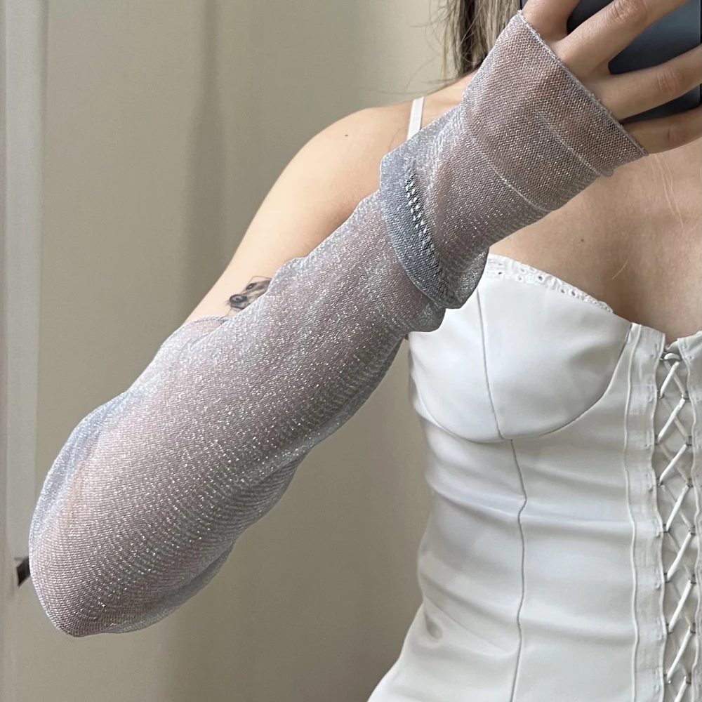 

Fashion Lace Sunscreen Sleeve Mesh Ice Silk Arm Cover Cool Breathable Long Fingerless Arm Warmer Driving Sunscreen Arm Sleeves