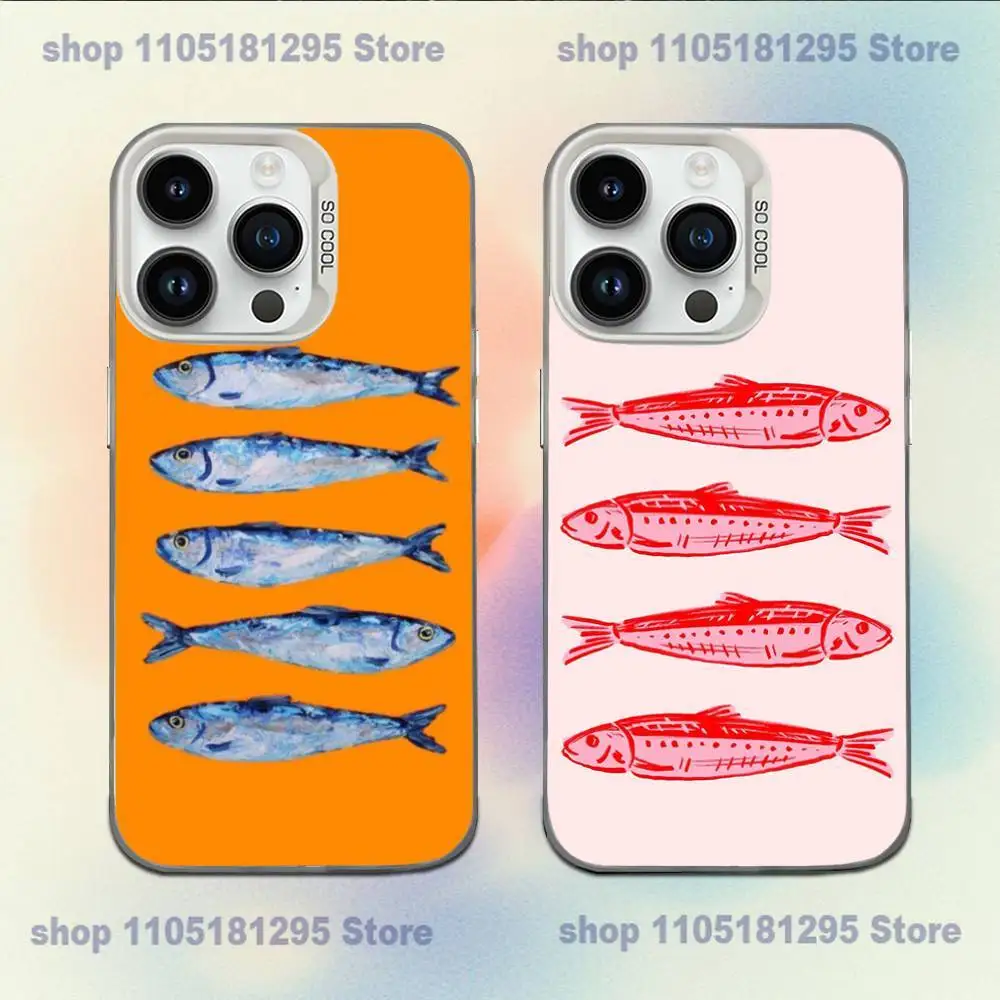 

Fish Art Painting Phone Case For iPhone XR,17,16,15,14,13,12,11,X,Mini,Pro,E,MAX White Candy Matte Shockproof Cover