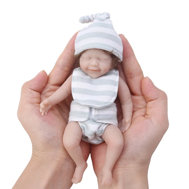 6inch 15cm Mini Reborn Baby Doll Girl Doll Full Body Silicone Realistic Artificial Soft Toy with Rooted Hair