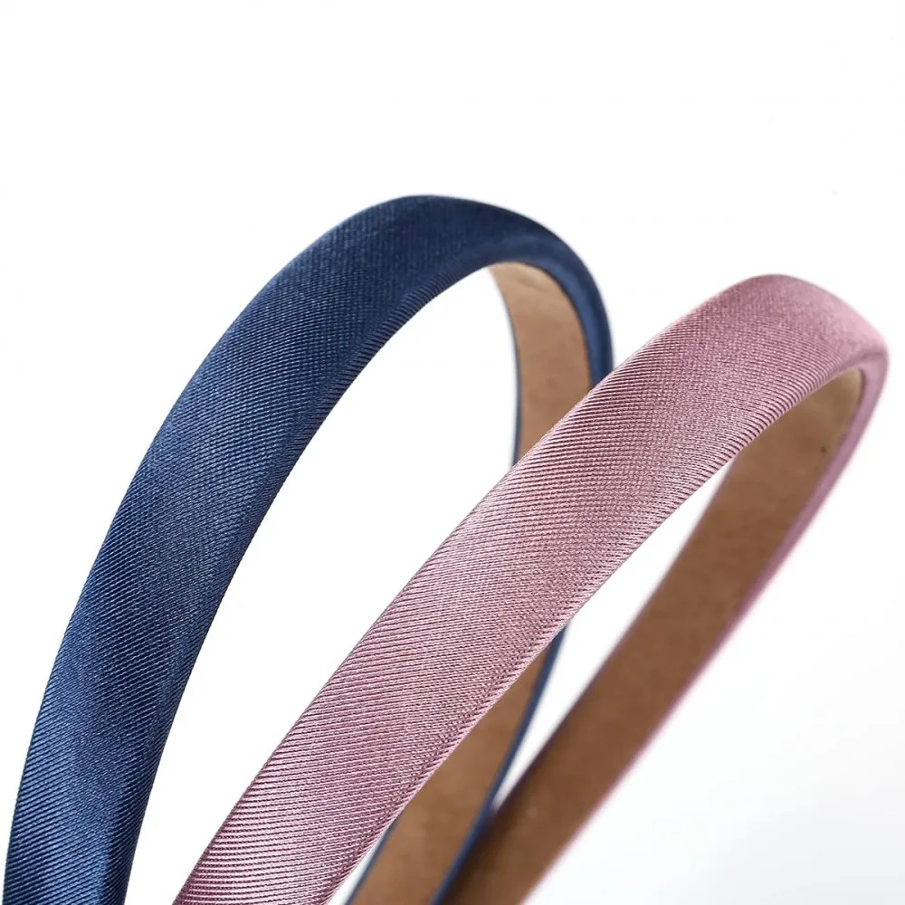 3 Pack 2cm Padded Curved Satin Fabric Headbands, Crystal Soft Wrapped Wide Hair Hoops, Non Slip Comfort Solid Color Hair Bands for Women Girls Makeup Face Washing Daily Outfit Matching