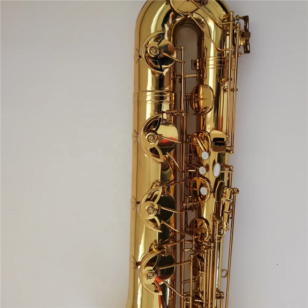 gold lacquered Baritone Saxophone with Low A key