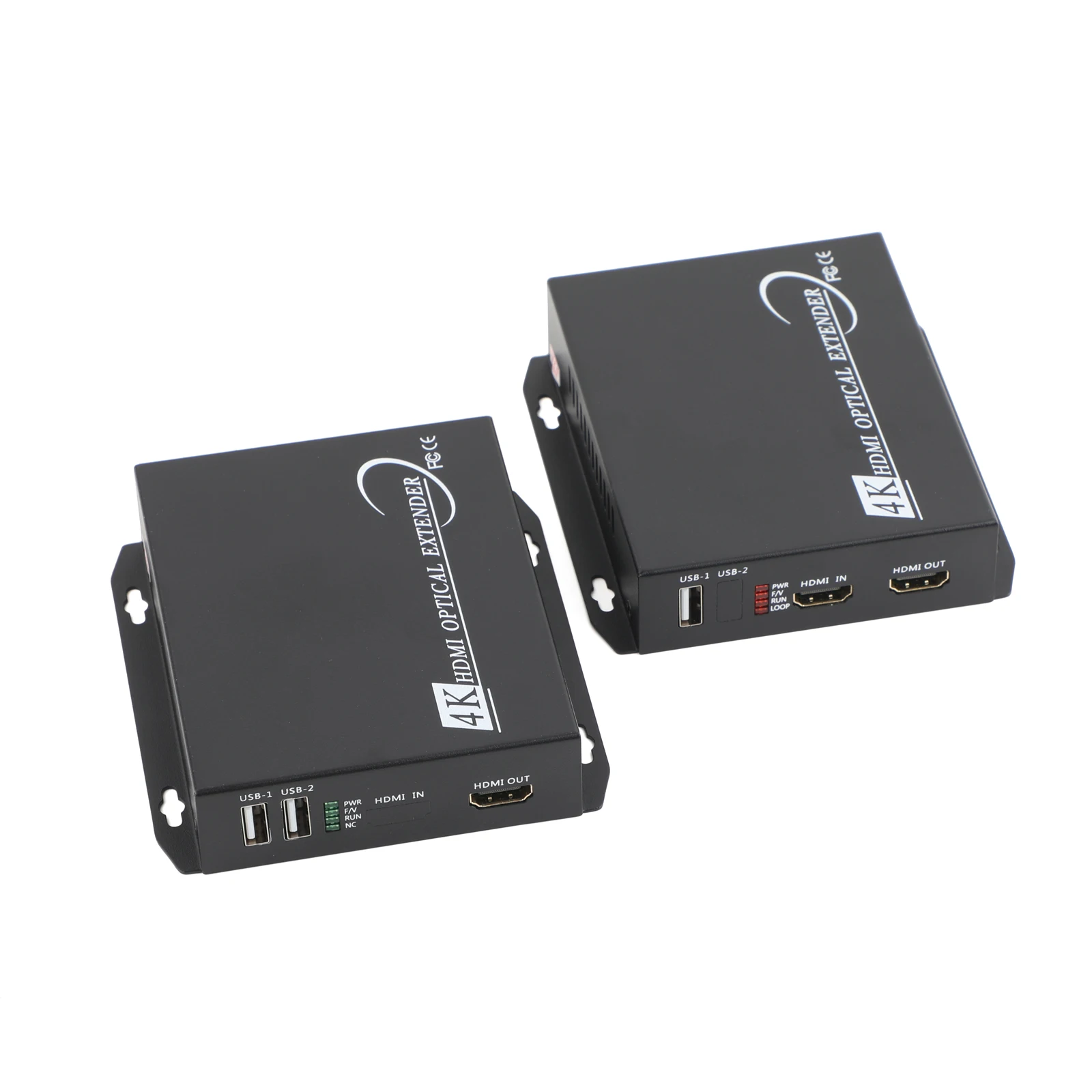 4K Fiber Optic Transceiver Media Converter with LC SFP Module (10KM)-USB Mouse/Keyboard, Audio/Video,  US/EU Power