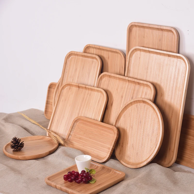 Wooden Tray Rectangular Bamboo Household Cup Trayteacup Traytea Sushi Product Bread Kitchen Supplies