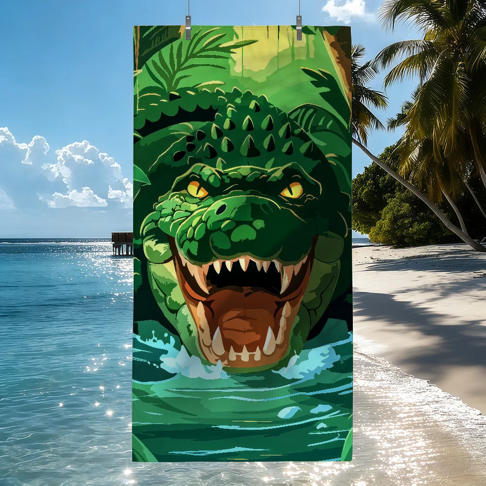 Cartoon Crocodile Cute Art Towel Soft Pool Gift For Travel Gym Shower Camping Quick Dry Sports Beach Towels