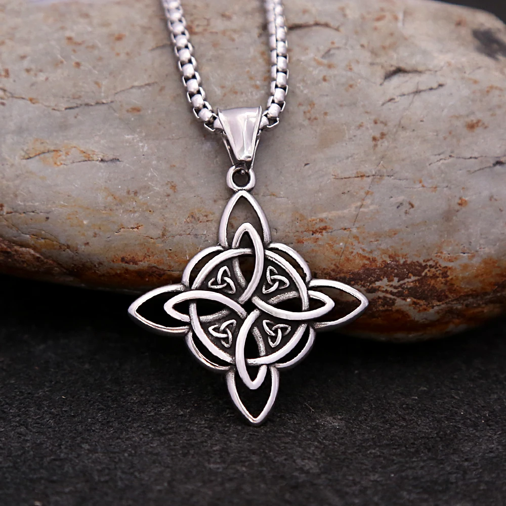 Unique Vintage Viking Celtic Knot Pendant Nordic Minimalist Stainless Steel Amulet Necklace Fashion Jewelry Gifts Wholesale