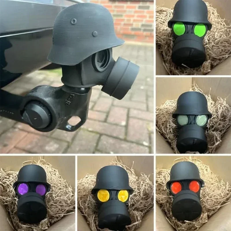 

3d Printed Trailer Hitch Cover With Steel Helmet And Gas Mask Trailer Coupl Hitch Ball Cover Prevent Receiver Tube From Rusting