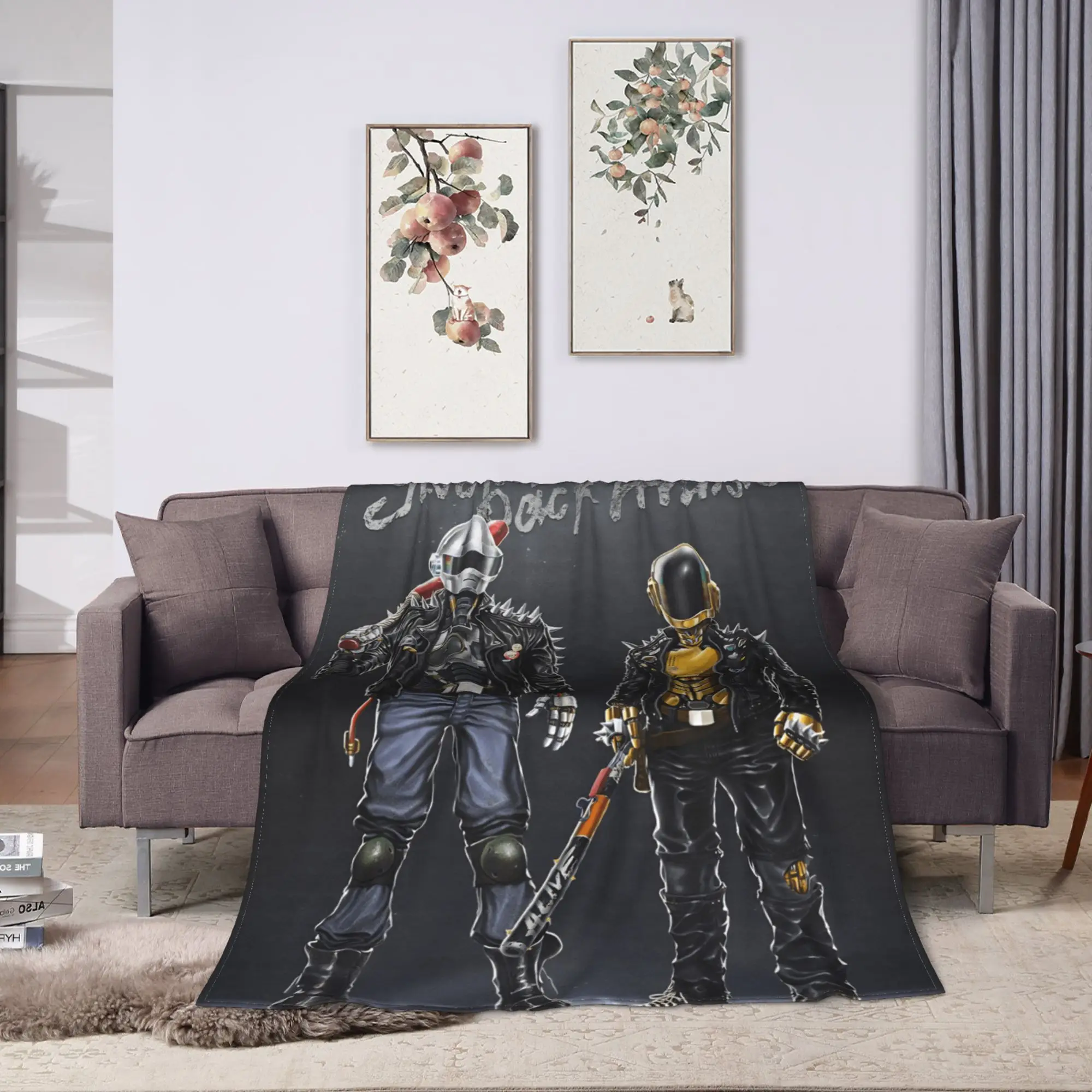 Helmet Random Daft Punk Flannel Blanket  Soft Warm Bedding Throws for Couch Bed Airplane Travel Print Bedspread Sofa Bed Cover