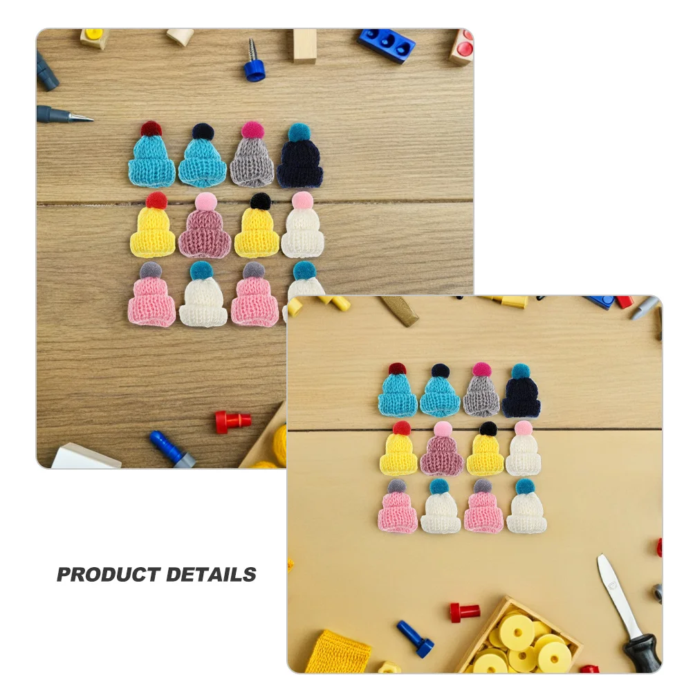 12 قطعة من إكسسوارات الحياكة الصغيرة ذاتية الصنع قبعات صغيرة مقاومة للاهتراء قبعات مصغرة رائعة Kawaii #4