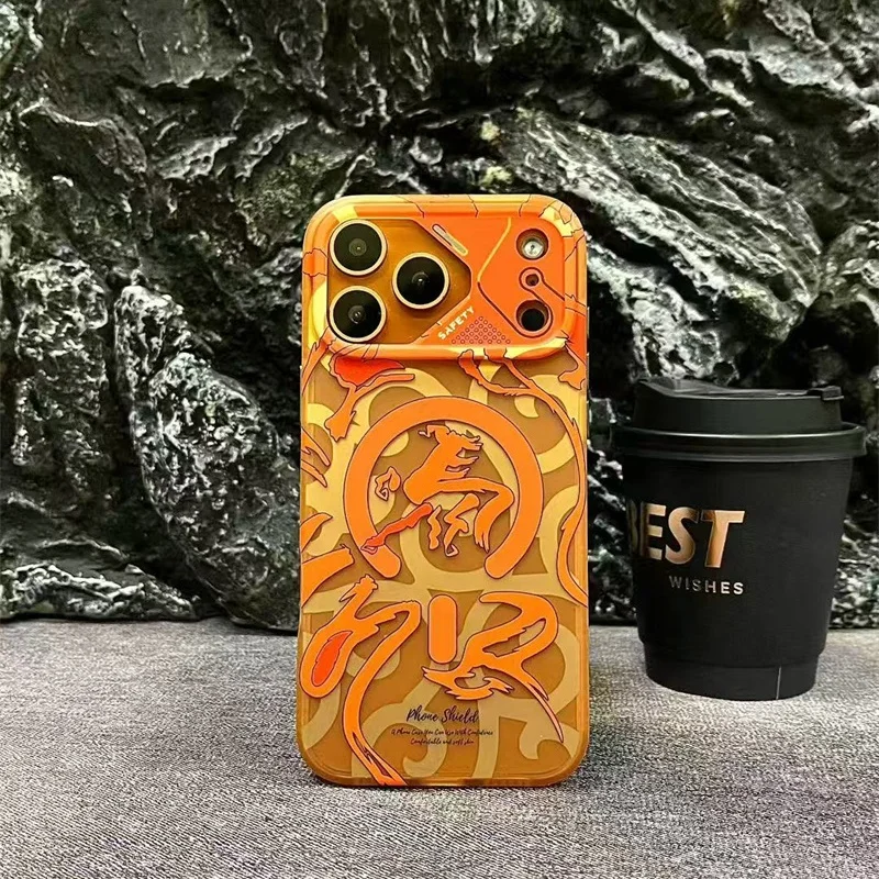 

Luxury Graffiti Magnetic Lens Protect Phone Case For Magsafe For iPhone 16 15 17 Pro Max Matte Wireless Charging ShockproofCover