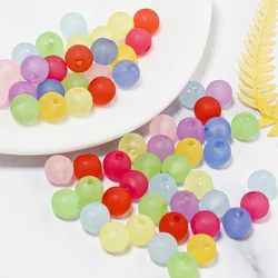 Cuentas redondas esmeriladas de acrílico para fabricación de joyas, abalorios espaciadores sueltos de 8mm de colores mezclados para pulseras DIY, accesorios de cadenas de teléfono, 100 piezas