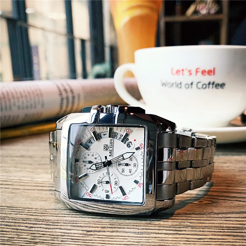 MEGIR Fashion Mens Watches Top Brand Luxury Quartz Watch Men Steel Date Waterproof Sport Watch Relogio Masculino