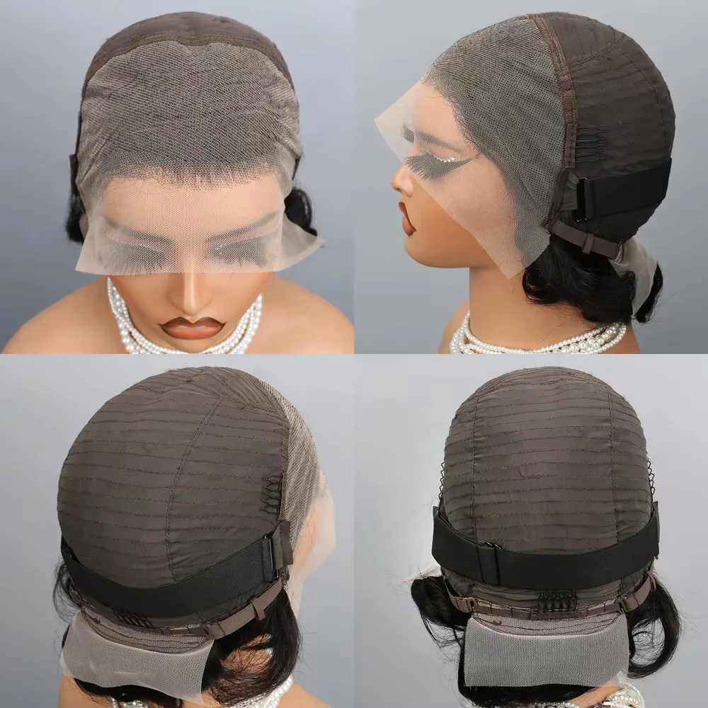 Short Bob 13X4 Lace Front PixieCut Curly Wig Virgin Brazilian Human Hair Wig For Women Pre Plucked Natural Color Remy Hair