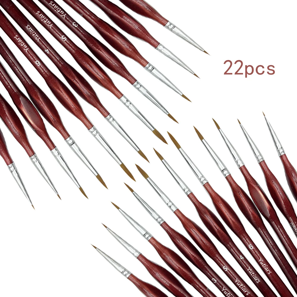 

22pcs Fine Red Line Drawing Brush Gouache Oil Painting Pen Hook Line Manicure Student Art Supplies Special Color Stroke Tool
