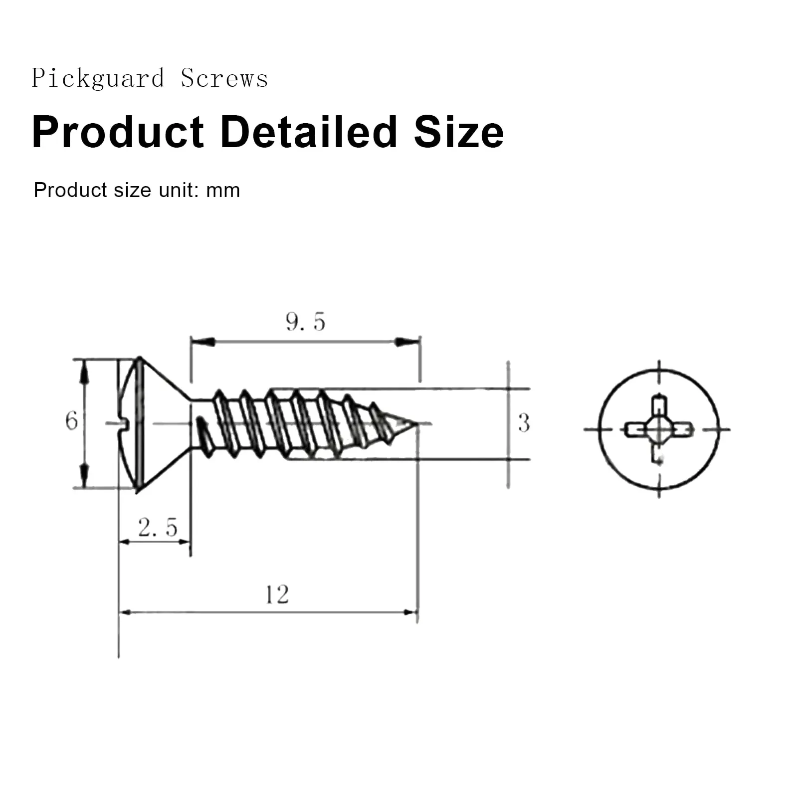 50pcs/set Electric guitar screws pickguard, 3x12mm Accessories for Backplate Assembly, for Electric Guitar Bass