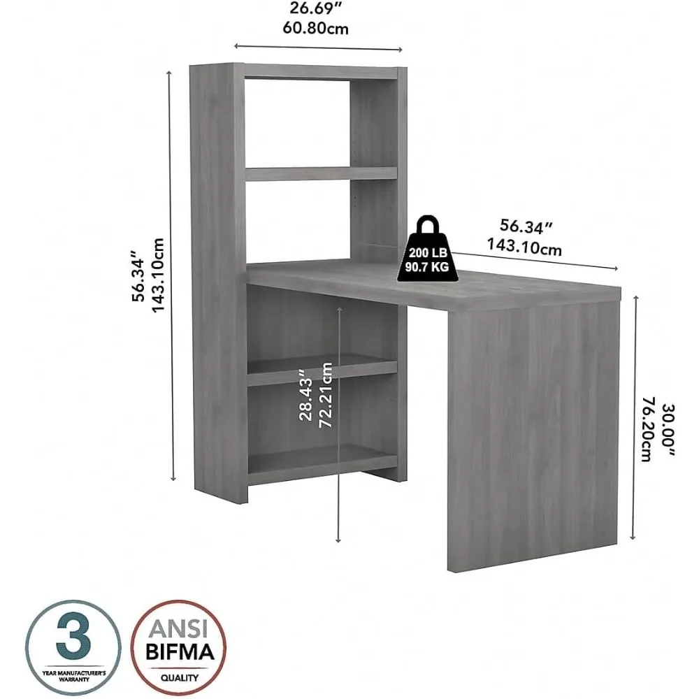 Bureau Bibliothèque Moderne Gris, 56W