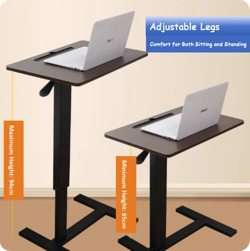Height-Adjustable Overbed Table with Wheels