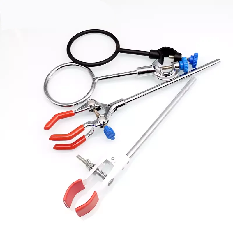 Laboratory Retort Rod Support Stand Platform Set Lab Flask Clamp Clip Ring Bosshead Burner Tong Beaker Holder Metal Grips Tool