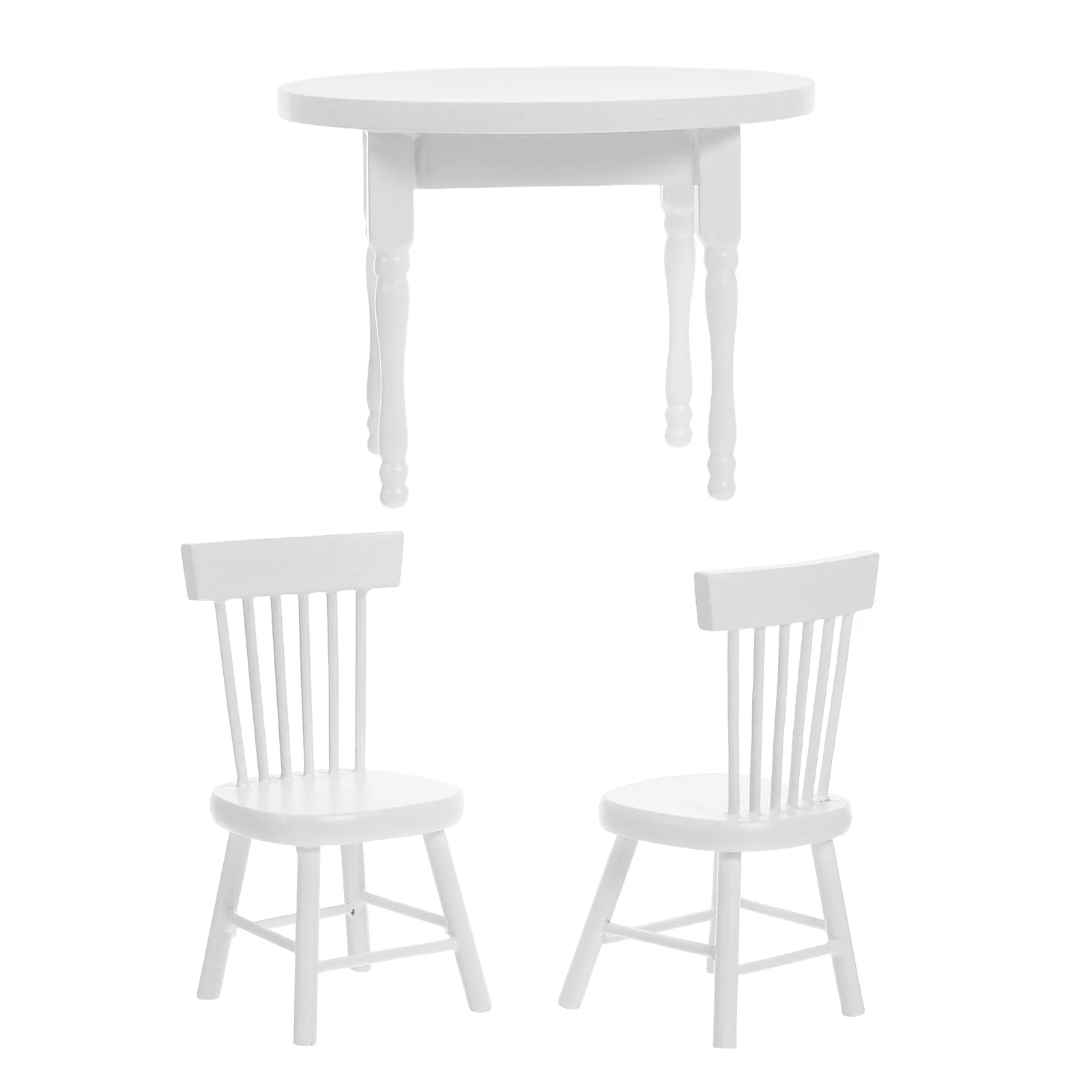 1Set Miniatur Holz Tisch und Stühle Möbel Set Weiß Wohnzimmer Miniatur Puppenhaus Zubehör Mini Stuhl